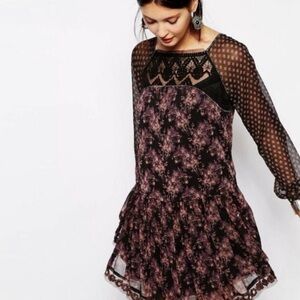 Free People Elsie Dress in Midnight Garden Floral Pattern